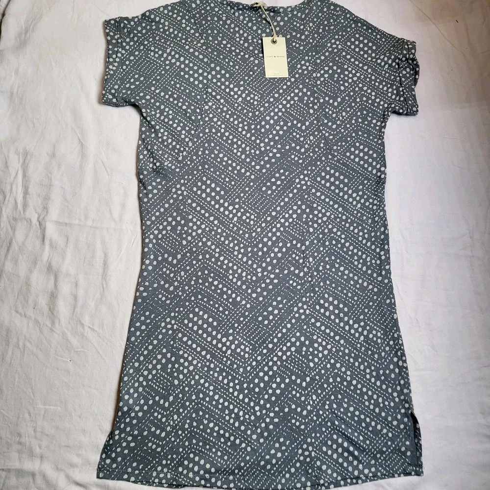 Lucky Brand Brand Dress Women's S/P Blue‎ white Short Sleeve Casual Henley